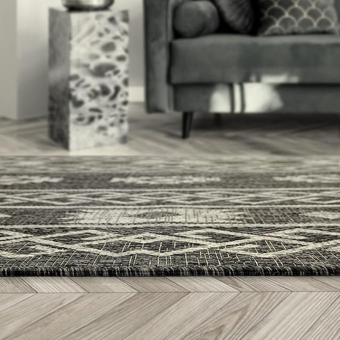 Antep Rugs Patio 8x10 Outdoor/Indoor Southwest Aztec Native Area Rug (Gray, 7'10" x 10')