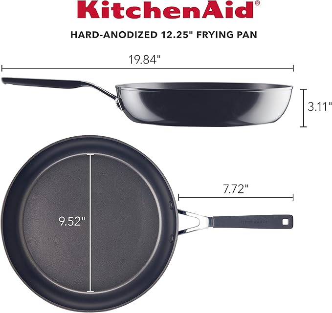 KitchenAid Hard Anodized Nonstick Frying Pan/Skillet, 12.25 Inch, Onyx Black