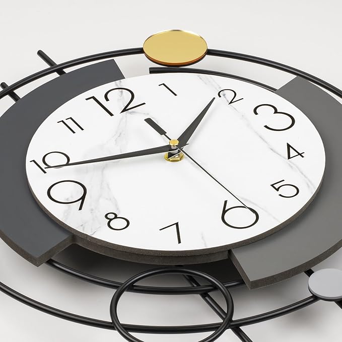 FLEBLE Wall Clock Silent Modern Wall Clock for Living Room Decor Analog Large Clock Battery Operated Non-Ticking with Minimalist Design for Kitchen, Bedroom, Office, Home,13x22.8 inches