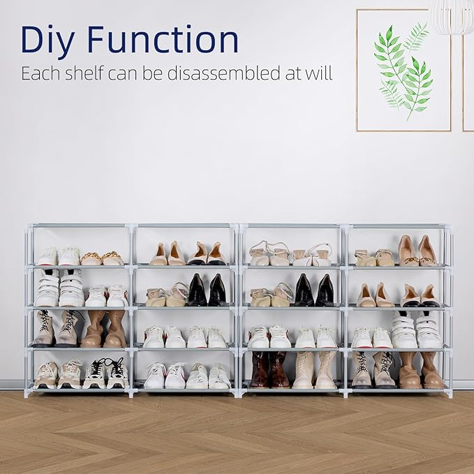 10 Tiers Shoe Rack, 30-40 Pairs Large Shoe Organizer, Sturdy Shoe Storage, Space Saving Tall Metal Shoe Shelf, Stackable Shoe Rack for Closet, Entryway, Bedroom, Silver