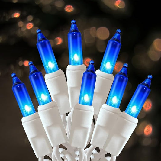 Christmas Lights 100 Count Blue Christmas Tree String Lights with White Wire for Outdoor Indoor Christmas Decorations Wedding Decorations Valentines Day Decor,UL Certified (21feet)