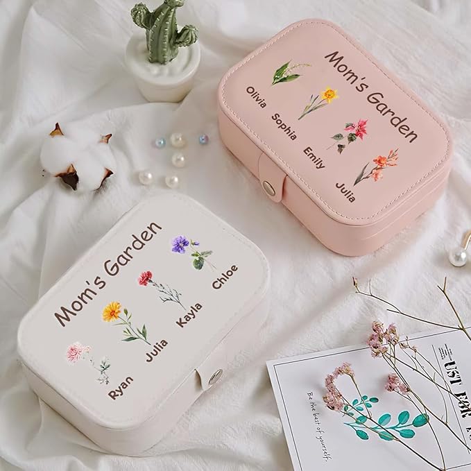 Personalized Jewelry Box Gifts for Women Custom Travel Jewelry Case Organization Leather Customized Birthday Anniversary Bridesmaid Gifts