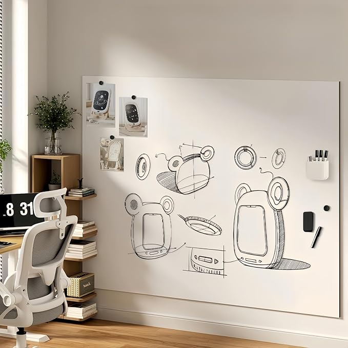 Magnetic Dry Erase Whiteboard 80"×18" (Can Be Cut into 2 pcs 40"×18") | Self-Adhesive Flexible Wall Board Kit with 11 Markers, 6 Magnets, Eraser & Holder | Ultra Smooth Writing, Effortless Cleaning