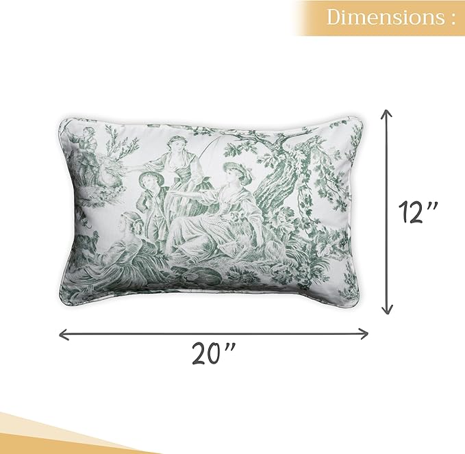 Maison d' Hermine Decorative Pillow Covers 12x20 Inch Rectangle 100% Cotton Throw Pillow Covers with Invisible Zipper for Couch, Chair, Sofas, Bedroom, Home (The Miller - Antique Green (White))