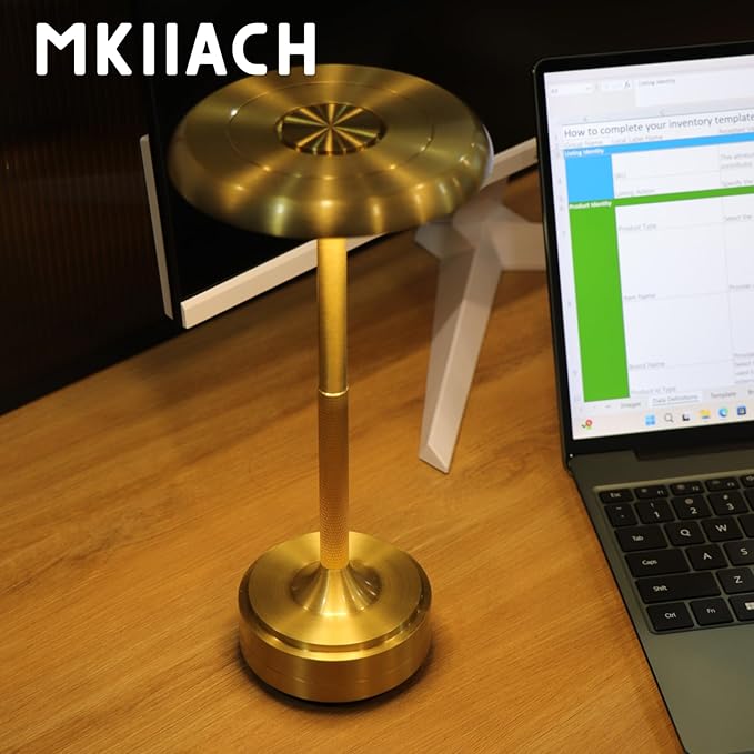 Small Table Lamp With 5200mah Battery - Rechargeable Desk Lamp For Cozy Nights, Usb-C Fast Charging & Stepless Dimming, Cordless Table Lamp With 3 Lighting Modes For Bedroom, Office & Travel(Gold)