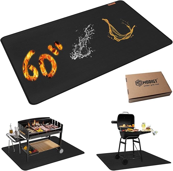 60"×48" Under Grill Mat for Outdoor Grill,Double-Side Fireproof & Heat-Resistant Outdoor Grill Mat,Protective Mat for Patio,Courtyard,Tabletop