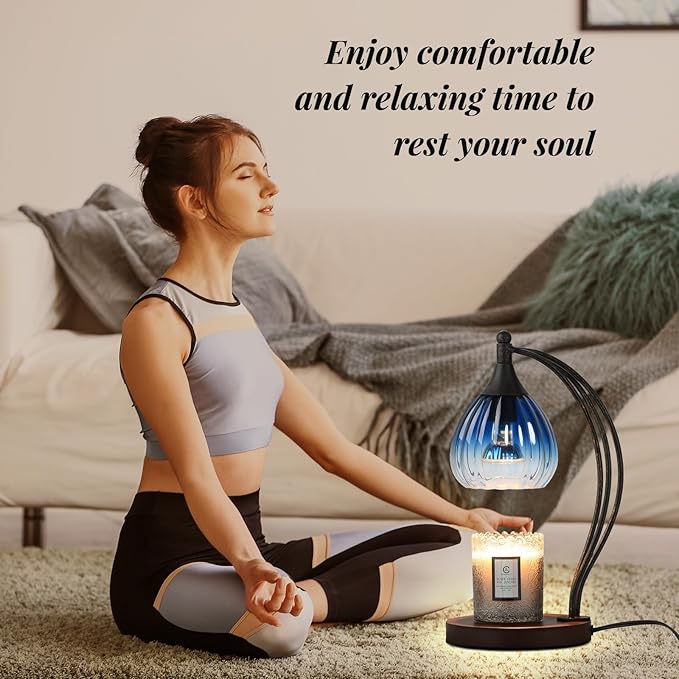 Candle Warmer Lamp with Timer Dimmer - Electric Candle Warmer Light Wax Warmer for Jar Candles - Candle Lamp Warmer Unique Gifts for Women Mom House Warming Gifts New Home Decor Sapphire Gradient