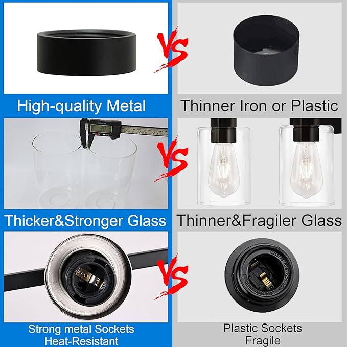 MELUCEE 40 Inches Length 5-Light Bathroom Vanity Light Fixtures Black Industrial Wall Sconce Lighting with Clear Glass Shade for Living Room Bedroom Hallway Kitchen (Patent No.: US D963914 S)