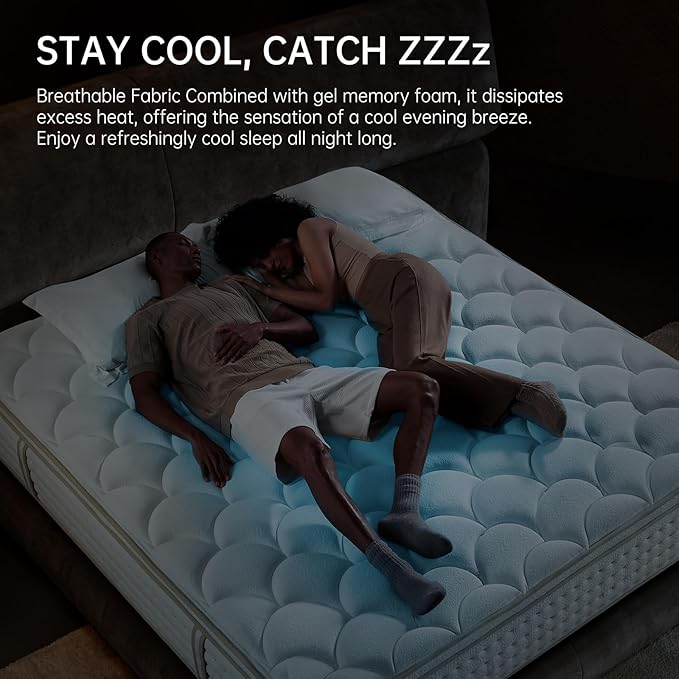 Queen Mattress 14 Inch – Medium Firm Hybrid with Memory Foam for Pressure Relief & Spinal Alignment, Zoned Back Support & Motion Isolation, Edge Support – 365-Night Home Trial