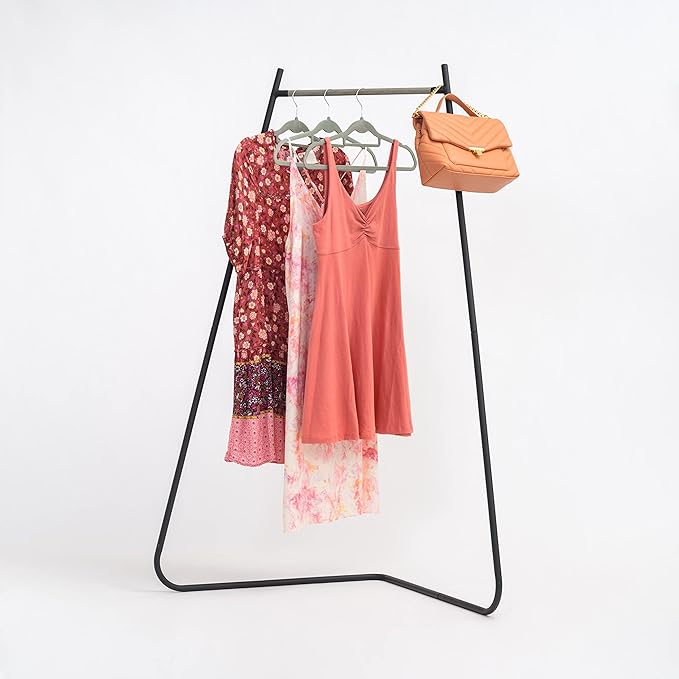 IRIS USA Stylish Corner Clothes Rack for Hanging Clothes, Easy to Assemble, Freestanding Metal Sturdy Garment Rack, Small Space Storage Solution, Modern Versatile Design, Boutique Style, Black