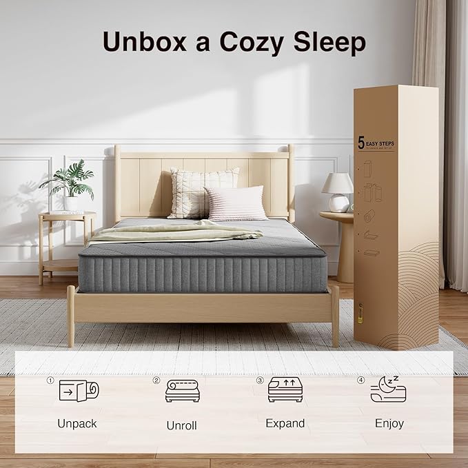 Novilla 6 Inch Twin Mattress, Hybrid Mattress Twin in a Box with Bonnell Spring & Gel Memory Foam for Pain Relief & Spine Support & Cooling Night Sleep, CertiPUR-US Certified Mattresses for Kids