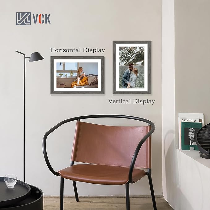 VCK 13x19 Picture Frame Set of 4 - Grey, Gallery-Quality Wood Poster Frames, 1.1-Inch Wide Border, Polished Plexiglass, Vertical or Horizontal Wall Display for Photo/Art/Prints, Grey