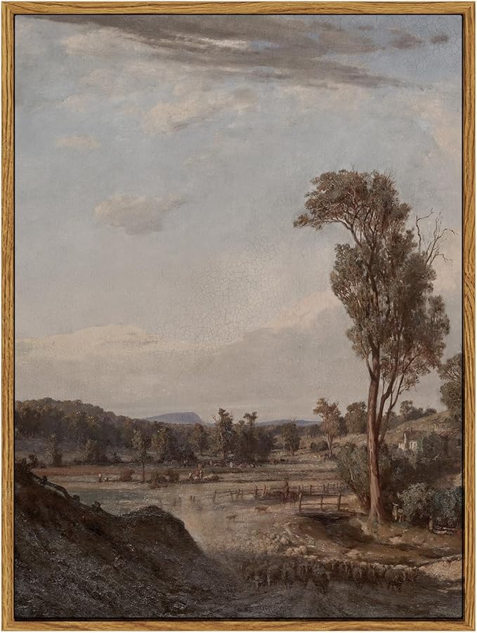 InSimSea Framed Wall Art for Living Room Classical Landscape Canvas Wall Decor Rustic Countryside Scenery Artworks Canvas Print Framed Bathroom Pictures Wall Decorations Farmhouse Office 12x16in