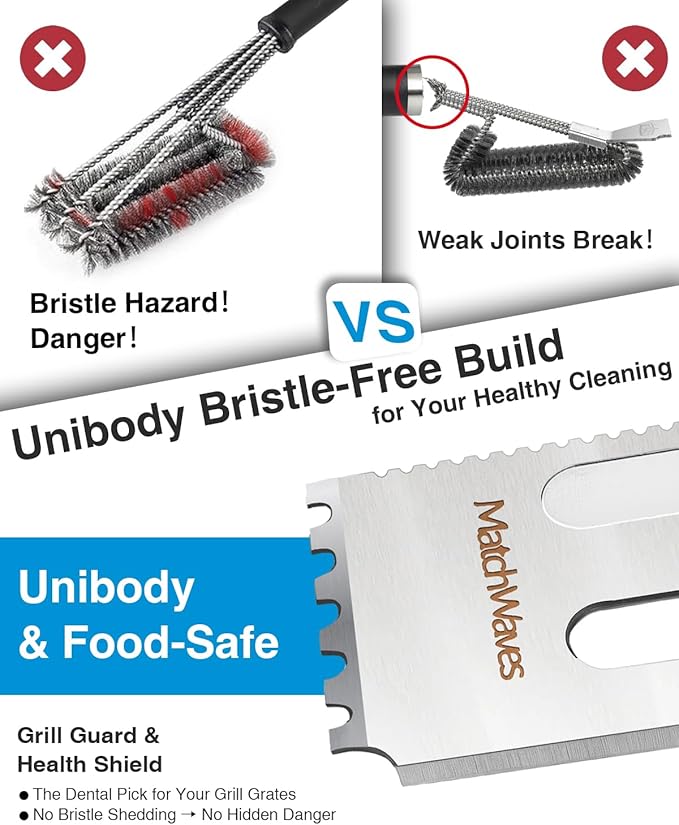 Stainless Steel Grill Scraper, Grill Grate Cleaner for Traeger Grills - Safe Bristle-Free Grill Cleaning Tool