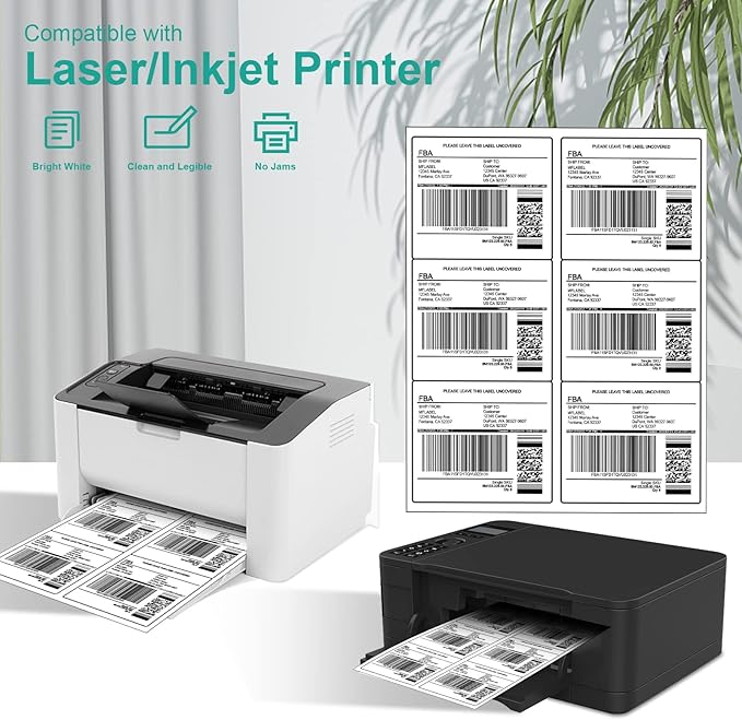 MFLABEL 3-1/3" x 4" Shipping Address Sticker, FBA Labels, 6-UP Sticker Label, White Shipping Label, Easy to Peel, Address Paper for Laser/Ink Jet Printer, 6 Per Page (9000 Labels, 1500 Sheets)