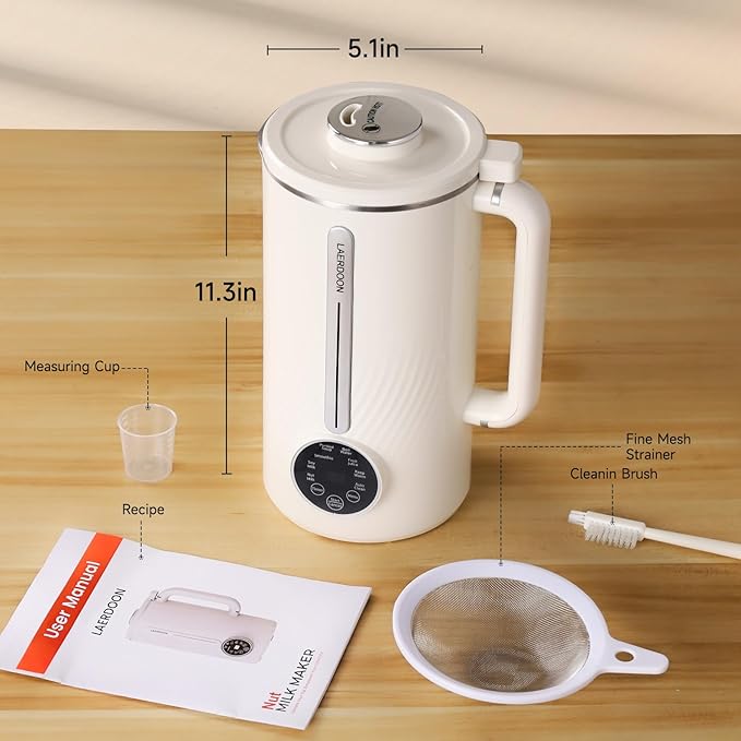 Nut Milk Maker Blender Can Delay Start-up/Keep Warm/Boil Water/Self Clean,34 oz 8 in 1 Automatic Mixer Blender Suitable for Soy, Almond, Oat, Coconut, Plant Based and Non Dairy Beverages
