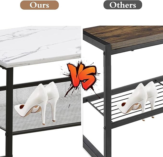 Garden 4 you 5 Tiers Shoe Rack,Multi-Purpose Adjustable Flat and Slant White Marble Freestanding Organizer Storage Rack Shoe Shelf, High Heels Potted Plant for Entryway Hallway Living Room Closet