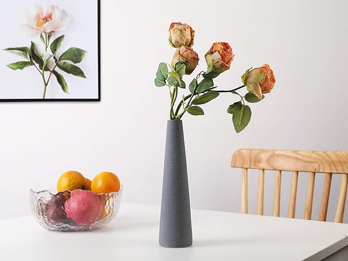 Ceramic Vase, Modern Home Decor Ceramic Vase, Frosted Porcelain Vase, Grey Minimalist Vase,Living Room Decoration，Ideal Shelf, Best Decoration. (Grey)