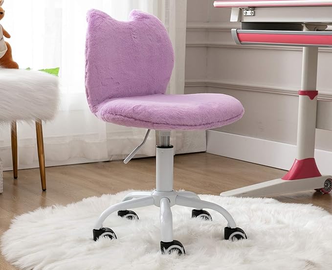 Swivel Kids Desk Chair Adjustable Rolling Student Chair Living Room Thick Padded Children Chair for Girls and Boys (Purple)