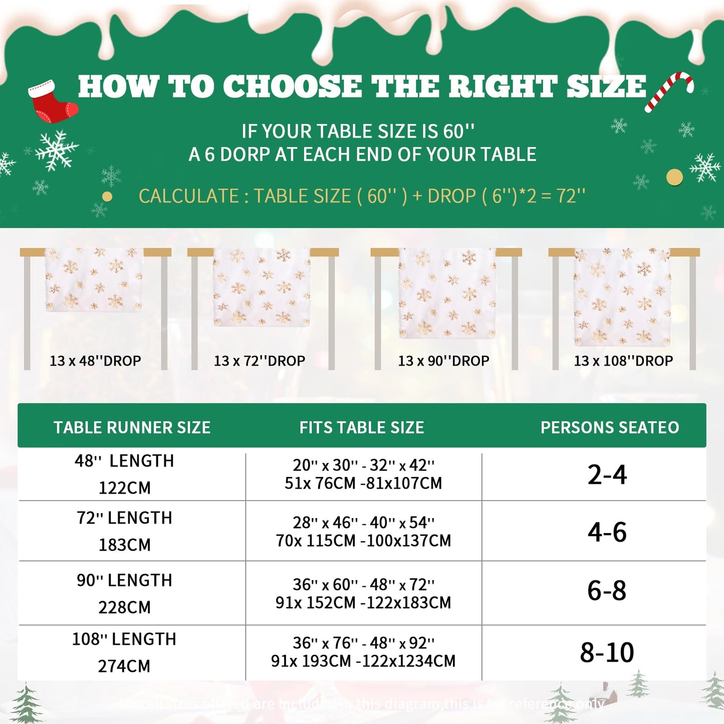 Faux Fur Table Runner Christmas Table Runner 108 Inches Long Gold Snowflake Table Runner for Winter Snowy Party Home Holiday 13 x 108 Inch Christmas Runner for Table Decorations