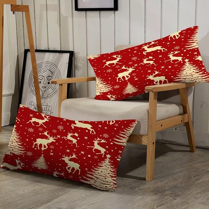 Red Kids Christmas Elk Comforter Set Women Girls Comforter Set Queen Microfiber Christmas Bedding Set Teens Girls Women Bedroom Bed Bedspread New Year Decorations for Home