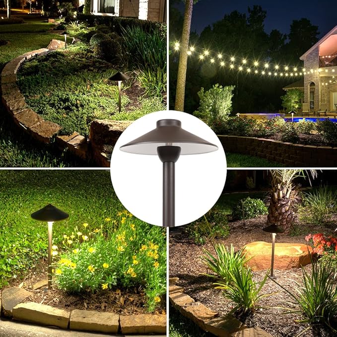 LED Pathway 128 Landscape Light 12V Solid Aluminum Low Voltage LED Light G4 3.5W 2700K Bulb Outdoor Mushroom Security Garden Patio Deck Pool Area Light Beautiful Bright Long Lasting