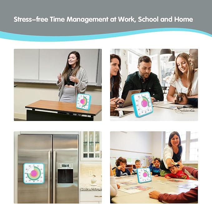 TWENTY5 SEVEN Countdown Timer 7.5 inch; 60 Minute 1 Hour Visual Timer – Classroom Teaching Tool Office Meeting, Mechanical Countdown Clock for Kids Exam Time Management Magnetic, Colorful