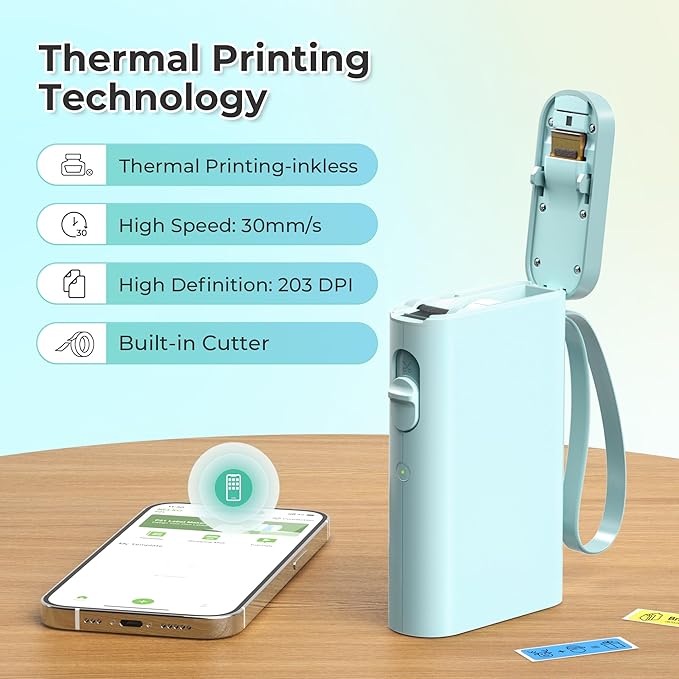 Nelko Label Maker Machine with Tape, P21 Bluetooth Label Printer, Wireless Mini Label Makers with Multiple Templates for School Office Home, Cyan