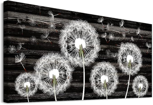 Canvas Wall Art For Bedroom Large Size Wall Decor For Living Room Fashion Wall Decorations For Kitchen Abstract Paintings Office Decor White Dandelion Flowers Pictures Artwork Posters Home Decoration