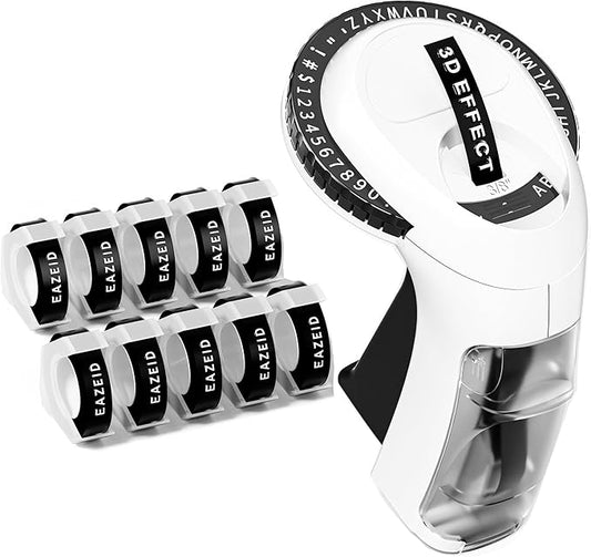 Embossing Label Maker Machine with 10 Tapes Black, Vintage Manual Labeler, 3D Embossed Label Maker Waterproof-Labels for Scrapbooking, Home Office & Kids School Items