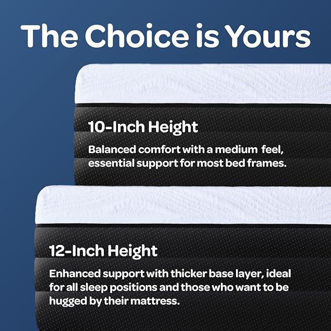 OhGeni 10 Inch King Size Mattress, Cooling Gel Memory Foam Bed Mattresses in a Box, Cool Touch Surface, Medium Feel, Ergonomic Support & Pressure Relief, CertiPUR-US Certified Foam, Designed in USA