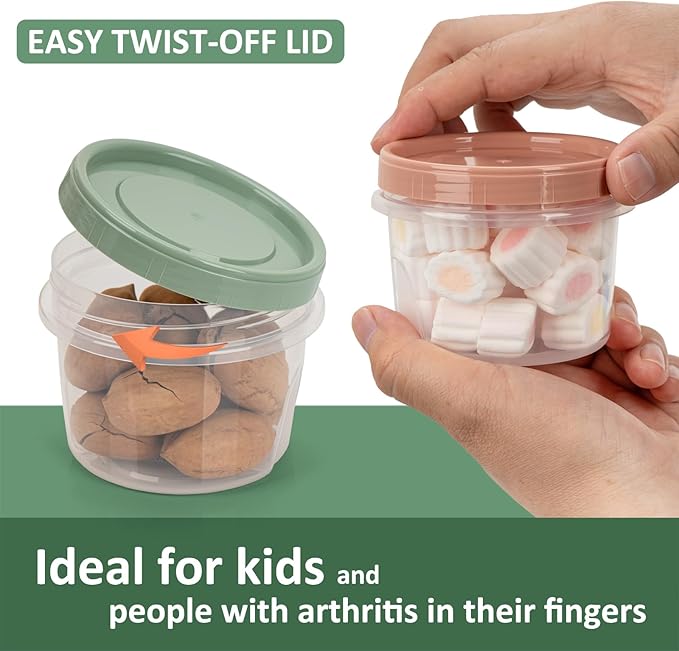 8 Oz Small Food Containers with Lids, 12 Pack, 1-Cup Reusable Snack Containers with Screw Top for Food Small Portions Meal Prep Freezer Storage, Microwave Freezer Dishwasher Safe, 4 Colors