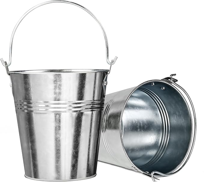 Grease Bucket for Pellet Grill Smokers – 2-Pack Heavy Duty Galvanized Steel Drip Catcher, Rust-Proof 5.6" Diameter, Easy Clean BBQ Accessory