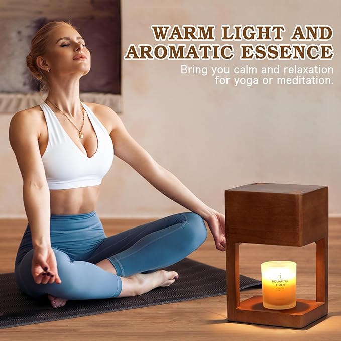 Candle Warmer Lamp Wood with Timer, Dimmable Electric Candle Lamp Warmer for Jar Candles, 2*35 Watt Bulb, Christmas Gifts, Birthday Gifts for Mom, Decorative Wooden Candle Lamp for Bedroom Home Decor