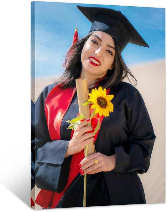 Custom Graduation Canvas Prints with Your Photos,Graduation Decorations, Personalized Graduation Canvas Wall Art Gifts Idea for Daughter, Son, Sibling or Friend (20" X 32")