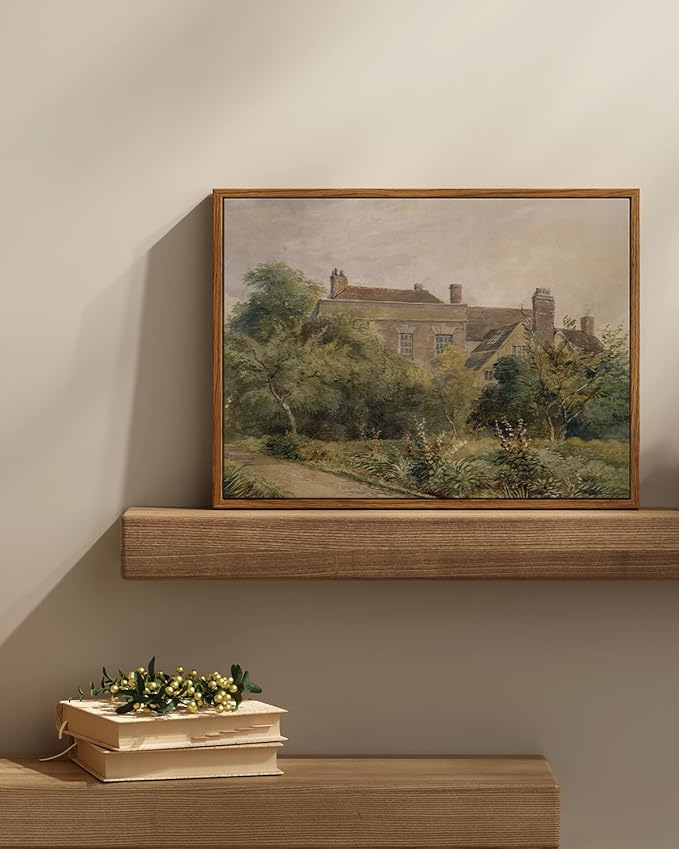 InSimSea Framed Canvas Wall Art Vintage Decor, Home Decor Classical Scenery Landscape Watercolor Paintings Canvas Prints, Wall Decorations for Living Room Farmhouse Bathroom Decor, 12"x16"