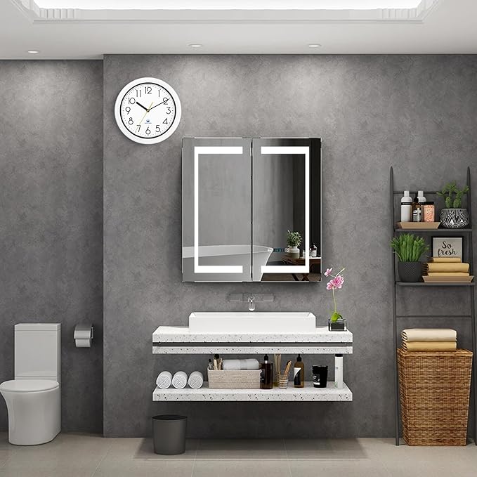 Caysie 11 Inch Sealed Indoor Outdoor Waterproof Wall Clock, Durable Silent Non-Ticking Battery Operated Quality Quartz Round Clock, Wall Decorative for Patio, Pool, Bathroom (White)