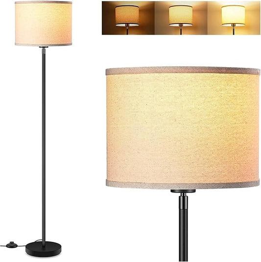 Modern Floor Lamps for Living Room Bedroom, Small Standing Lamp with Lampshade, Simple 58" Tall Lamp, Foot Pedal Switch, Black Floor Lamp for Office/Classroom/Kids Room (Bulbs Not Including)