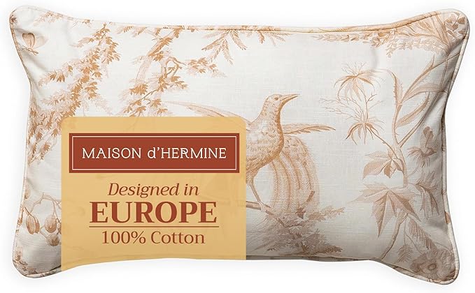 Maison d' Hermine Decorative Pillow Covers 12x20 Inch Rectangle 100% Cotton Throw Pillow Covers with Invisible Zipper for Living Room Couch, Chair, Sofas, Bedroom, Home (Paradise - Almond)