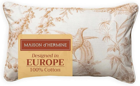 Maison d' Hermine Decorative Pillow Covers 12x20 Inch Rectangle 100% Cotton Throw Pillow Covers with Invisible Zipper for Living Room Couch, Chair, Sofas, Bedroom, Home (Paradise - Almond)