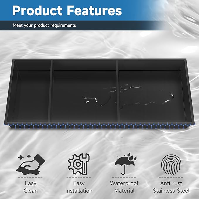 30" X 12" Stainless Steel Shower Niche Insert Tile Ready, Niche for Shower Wall, 3-Tier Recessed Shelves No Tile Needed for Bathroom Storage, Matte Black