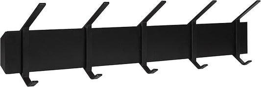 Kate and Laurel Rossmore Farmhouse 5-Hook Wall Hanging Coat Rack, Black, Modern Hanging Rack for Coats, Bags, Or Pots and Pans