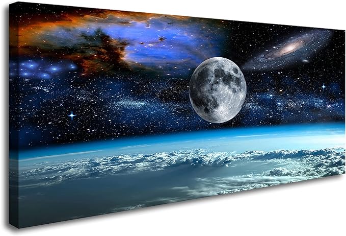 XXM WallArt FC2550 Space View From Earth Canvas Wall Art Landscape Modern Decor for Living Room, Bedroom, Kitchen, Home and Office