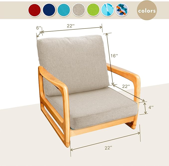 JMGBird Outdoor Cushion Tufted Pillow, Deep Seat Outdoor Chair Cushion Set 22"x22" Patio Cushions for Outdoor Furniture