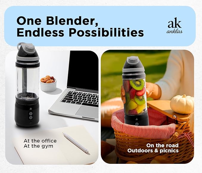 Rechargeable Smoothie Blender 700ml – Portable Mini Travel Blender for Shakes and Smoothies with Six Stainless Steel Blades and USB Charging.