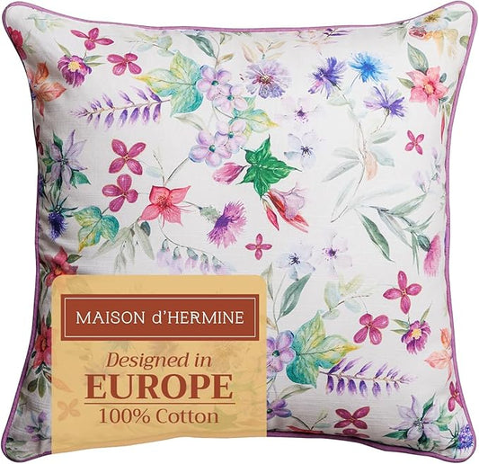 Maison d' Hermine Decorative Pillow Covers 20x20 Inch Square 100% Cotton Throw Pillow Covers with Zipper - Chair, Couches, Sofas, Bedroom, Home for Easter Decorations (Chardon)