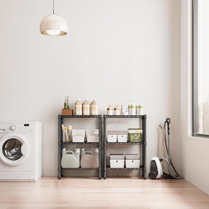 750 lbs 3 Tier Shelf Metal Storage Shelves Shelving Wire Rack Heavy Duty Closet Organizers for Garage Kitchen Bathroom Laundry Black 13.8" D x 23.6" W x 35.5" H