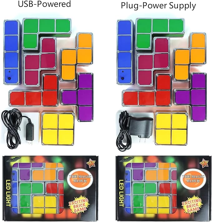 Puzzles Night Light, Tangram Stackable LED 7 Colors Induction Interlocking Desk Lamp 3D DIY Magic Blocks Puzzles for Kids Teens Bedroom Home Decor Ideal Gift for Birthday (US Plug)