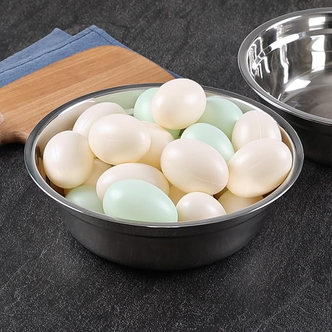 Set of 4 Stainless Steel Serving Bowls, Metal Prep Mixing Bowls for Kitchen