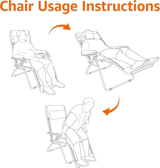 Amazon Basics Outdoor Patio Mesh Adjustable Zero Gravity Lounge Chair Recliners set of 2 with Side Table, 35 x 26 x 43 inches, Beige